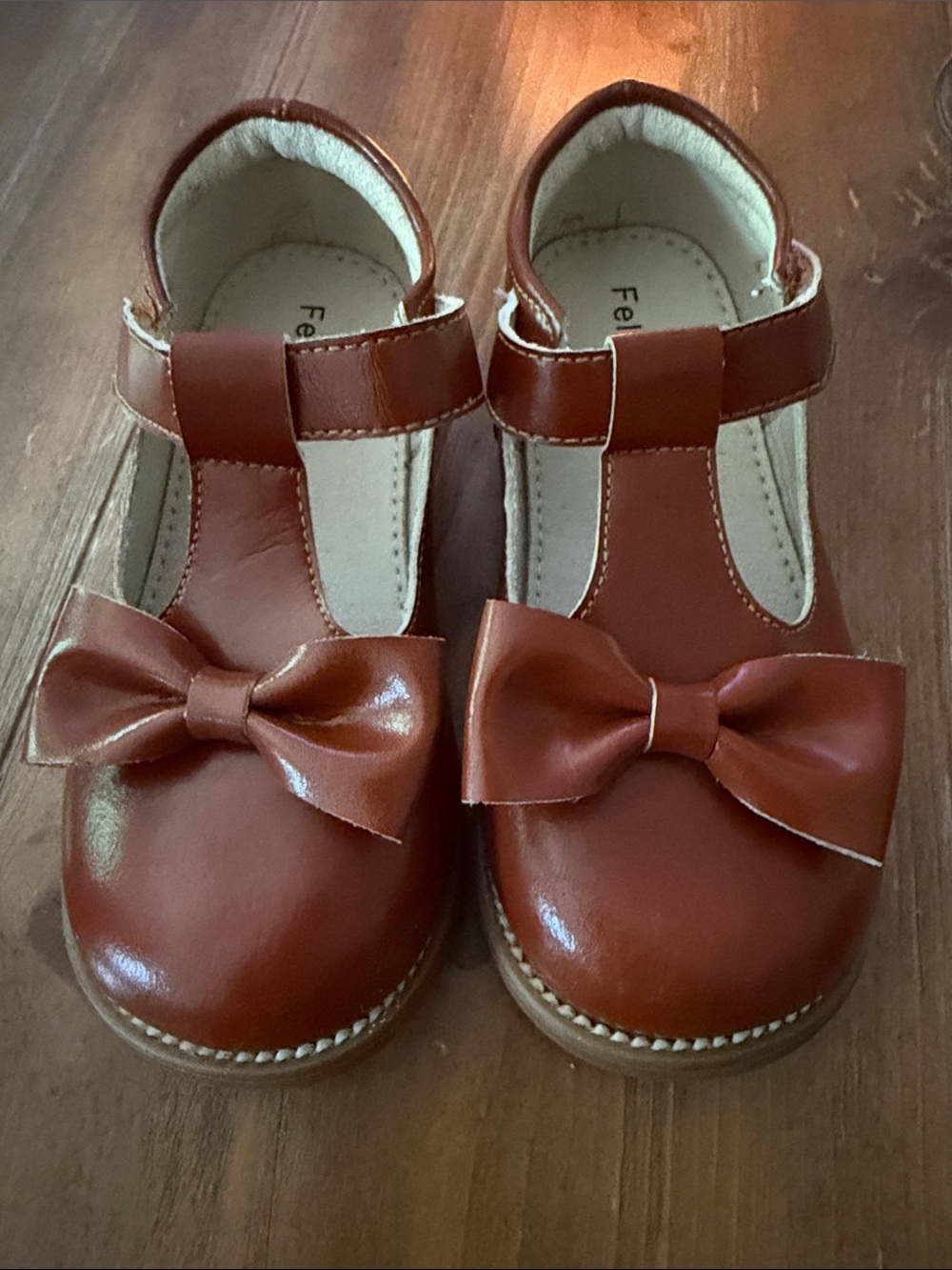 Girls' T-Strap Dress Shoes with Bow,brown and tan,Felix and flora size 9